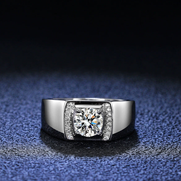 Wholesale Ring 925 Sterling Silver Platinum Plated Moissanite Geometric Simple Style For Women