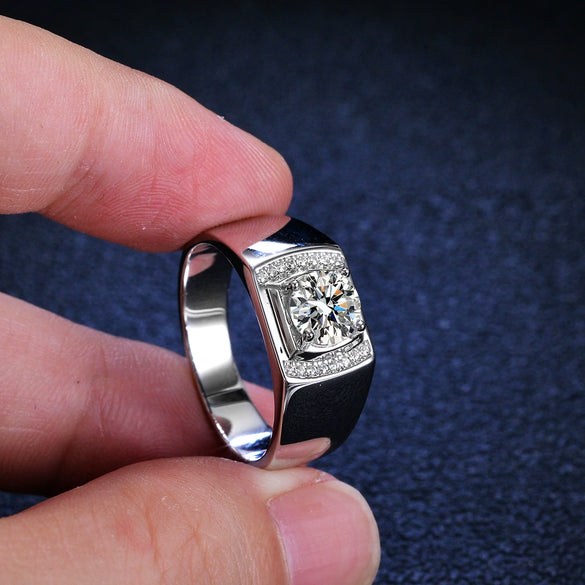Wholesale Ring 925 Sterling Silver Platinum Plated Moissanite Geometric Simple Style For Women