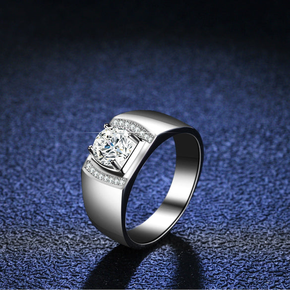 Wholesale Ring 925 Sterling Silver Platinum Plated Moissanite Geometric Simple Style For Women