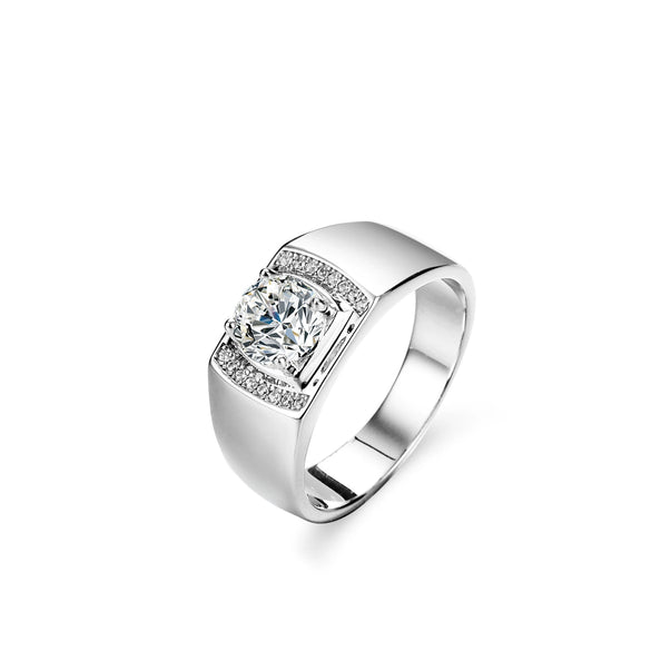 Wholesale Ring 925 Sterling Silver Platinum Plated Moissanite Geometric Simple Style For Women