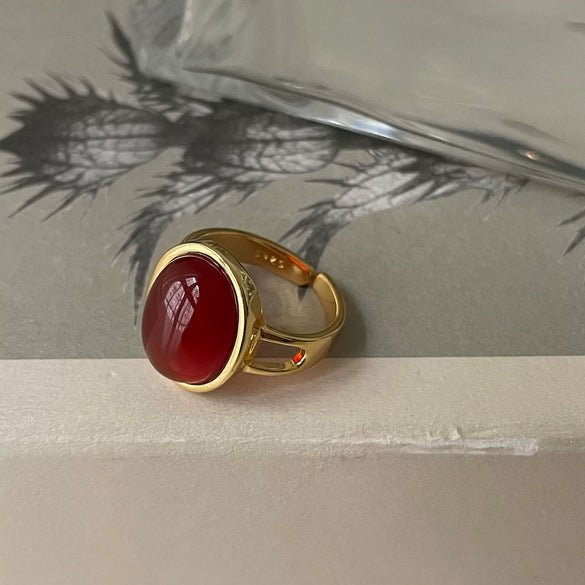 Wholesale Ring 925 Sterling Silver Red Agate Heart Normcore Fashion Female Design Ins Style