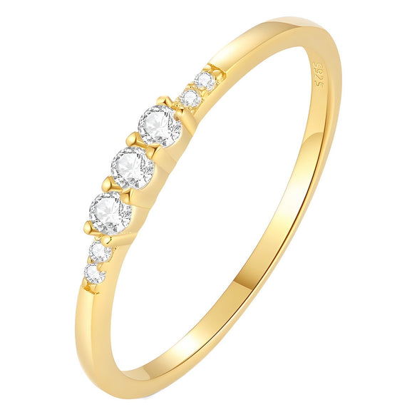 Wholesale Ring 925 Sterling Silver Round Geometric Retro Light Luxury 18K Gold Plated For Women