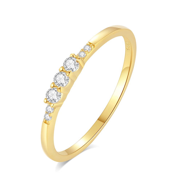 Wholesale Ring 925 Sterling Silver Round Geometric Retro Light Luxury 18K Gold Plated For Women