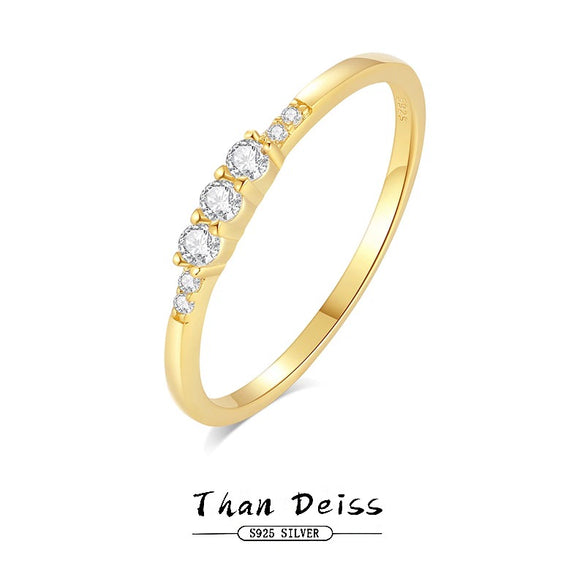 Wholesale Ring 925 Sterling Silver Round Geometric Retro Light Luxury 18K Gold Plated For Women