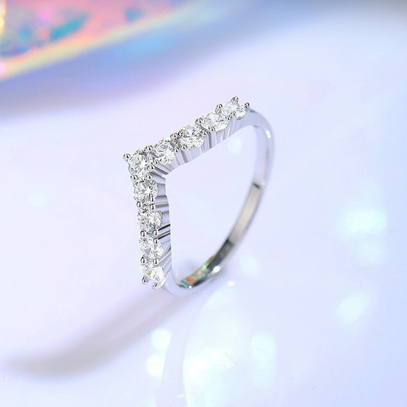 Wholesale Ring 925 Sterling Silver Vshaped Geometric Zircon Moissanite Diamond Simple For Women