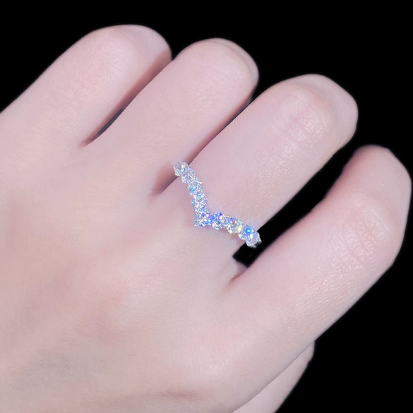 Wholesale Ring 925 Sterling Silver Vshaped Geometric Zircon Moissanite Diamond Simple For Women