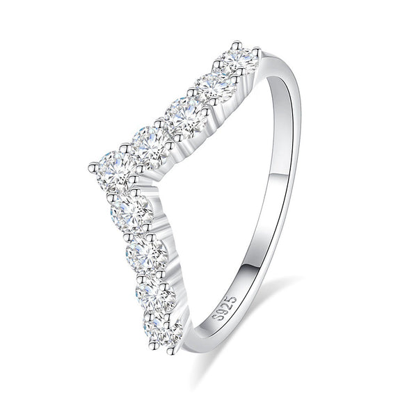 Wholesale Ring 925 Sterling Silver Vshaped Geometric Zircon Moissanite Diamond Simple For Women