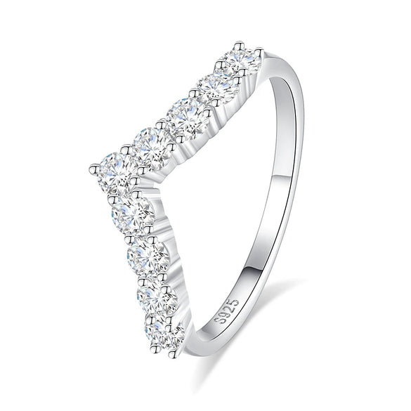 Wholesale Ring 925 Sterling Silver Vshaped Geometric Zircon Moissanite Diamond Simple For Women