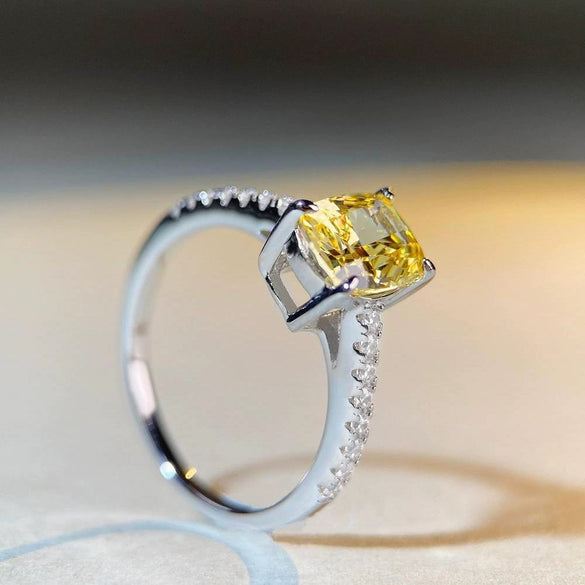 Wholesale Ring 925 Sterling Silver Yellow Diamond Raydian Cut Oval Geometric Electroplated Women's