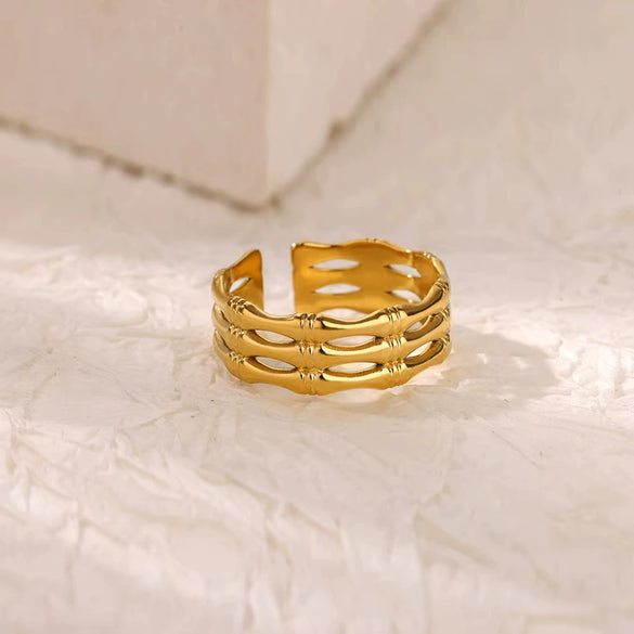 Wholesale Ring Titanium Steel And Stainless Steel Geometric Style 18K Gold Plated