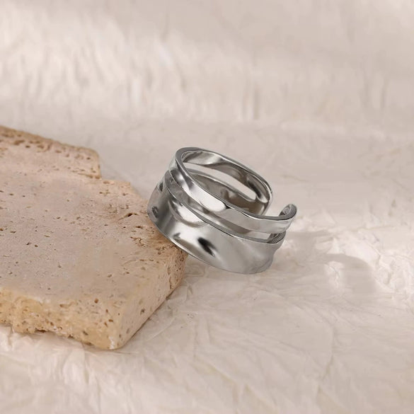 Wholesale Ring Titanium Steel And Stainless Steel Geometric Style 18K Gold Plated