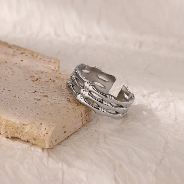 Wholesale Ring Titanium Steel And Stainless Steel Geometric Style 18K Gold Plated