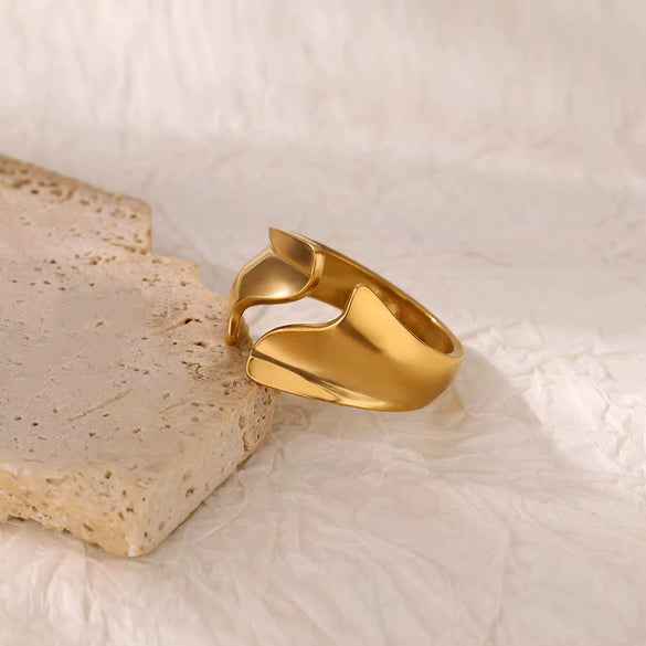 Wholesale Ring Titanium Steel And Stainless Steel Geometric Style 18K Gold Plated