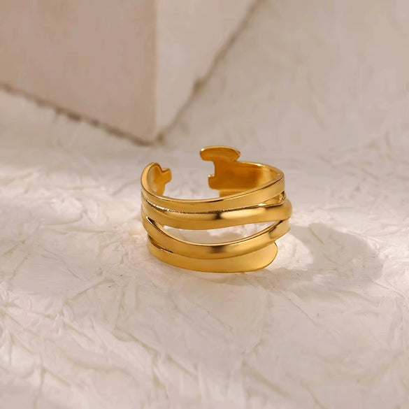 Wholesale Ring Titanium Steel And Stainless Steel Geometric Style 18K Gold Plated