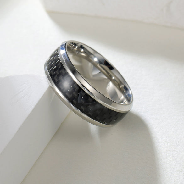 Wholesale Ring Titanium Steel Carbon Fiber Geometric Style Electroplating Unisex