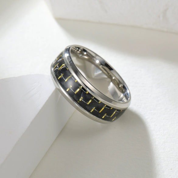 Wholesale Ring Titanium Steel Carbon Fiber Geometric Style Electroplating Unisex