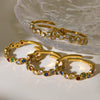 Wholesale Ring Titanium Steel Colorful Zircon Geometric Open Ring Electroplated Jewelry For Women