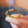 Wholesale Ring Titanium Steel Colorful Zircon Geometric Open Ring Electroplated Jewelry For Women