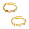 Wholesale Ring Titanium Steel Colorful Zircon Geometric Open Ring Electroplated Jewelry For Women