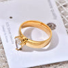 Wholesale Ring Titanium Steel Electroplated 18K Gold With Water Drop Zircon And Geometric Pattern For Couple