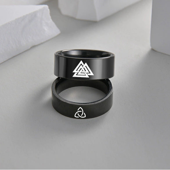 Wholesale Ring Titanium Steel Geometric Celtic Knot Viking Rune Laser Marking Unisex