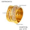 Wholesale Ring 316L Stainless Steel Geometric Crosswoven Multirow Diamond Plated 18K True Gold Light Luxury Fashionable For Women