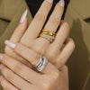 Wholesale Ring 316L Stainless Steel Geometric Crosswoven Multirow Diamond Plated 18K True Gold Light Luxury Fashionable For Women