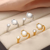 Wholesale Ring 316L Stainless Steel Geometric Electroplated Fashion Retro Style For Women