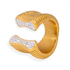 Wholesale Ring Titanium Steel Geometric Exaggerated Style Electroplated Inlaid Zircon For Women