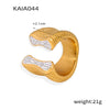 Wholesale Ring Titanium Steel Geometric Exaggerated Style Electroplated Inlaid Zircon For Women