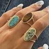 Wholesale Ring Titanium Steel Geometric French Retro Style Set With Gems