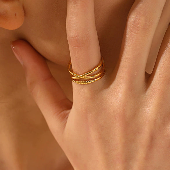 Wholesale Ring Titanium Steel Geometric Hip Hop Style Electroplated Opening Adjustable Women's