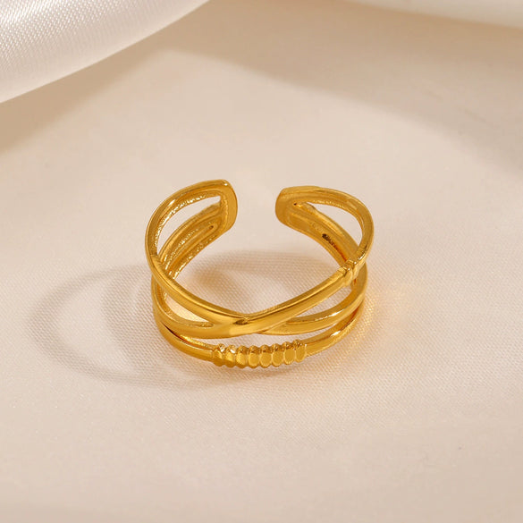 Wholesale Ring Titanium Steel Geometric Hip Hop Style Electroplated Opening Adjustable Women's