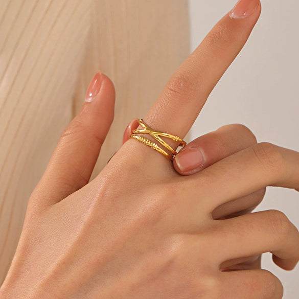 Wholesale Ring Titanium Steel Geometric Hip Hop Style Electroplated Opening Adjustable Women's