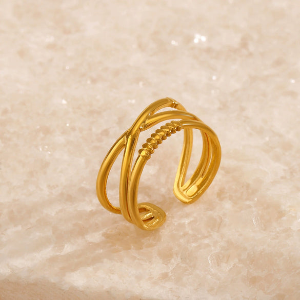Wholesale Ring Titanium Steel Geometric Hip Hop Style Electroplated Opening Adjustable Women's