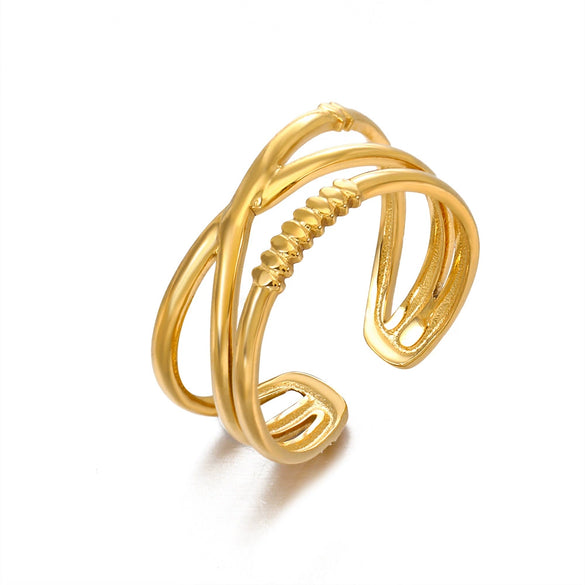 Wholesale Ring Titanium Steel Geometric Hip Hop Style Electroplated Opening Adjustable Women's