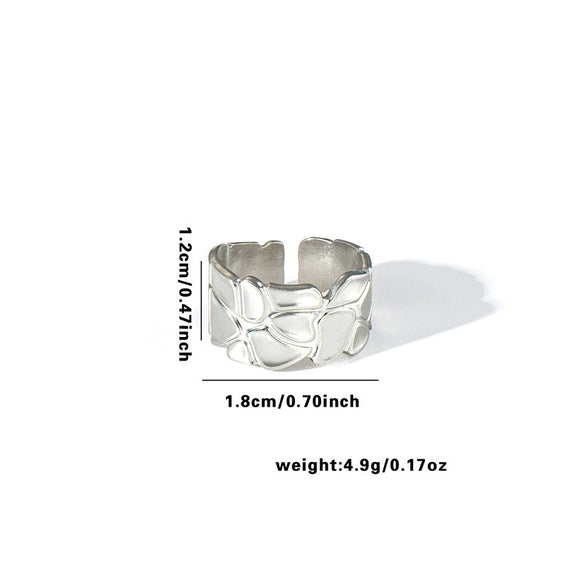 Wholesale Ring Titanium Steel Geometric Hollow Heart Flower Leaves Letters Numbers Text Electroplated Unisex Opening