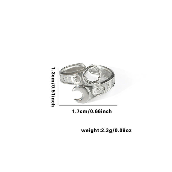 Wholesale Ring Titanium Steel Geometric Hollow Heart Flower Leaves Letters Numbers Text Electroplated Unisex Opening