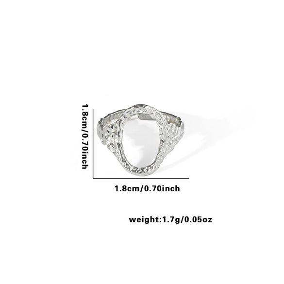 Wholesale Ring Titanium Steel Geometric Hollow Heart Flower Leaves Letters Numbers Text Electroplated Unisex Opening