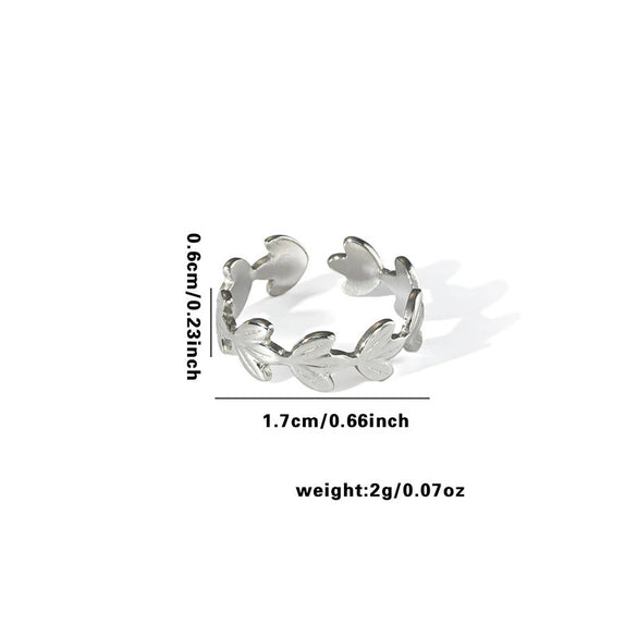 Wholesale Ring Titanium Steel Geometric Hollow Heart Flower Leaves Letters Numbers Text Electroplated Unisex Opening