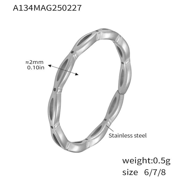 Wholesale Ring Titanium Steel Geometric Hollow Retro Light Luxury Electroplated Unisex
