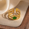 Wholesale Ring Titanium Steel Geometric Inlaid Natural Stone Electroplating Unisex