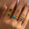 Wholesale Ring Titanium Steel Geometric Inlaid Natural Stone Electroplating Unisex