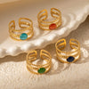 Wholesale Ring Titanium Steel Geometric Inlaid Natural Stone Electroplating Unisex