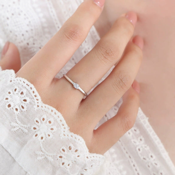 Wholesale Ring 316L Stainless Steel Geometric Inlaid Zircon Simple Women's