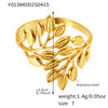 Wholesale Ring 316L Stainless Steel Geometric Leaf Pattern 18K Gold Plated Electroplated For Women