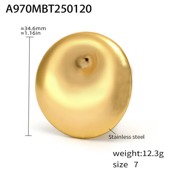 Wholesale Ring 316L Stainless Steel Geometric Light Luxury Electroplated Round Swirl Opening Adjustable Unisex