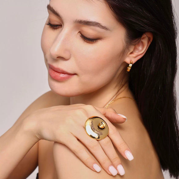 Wholesale Ring 316L Stainless Steel Geometric Light Luxury Electroplated Round Swirl Opening Adjustable Unisex
