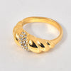 Wholesale Ring Titanium Steel Geometric Microinlaid Zircon Vacuum Plating Women's