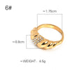Wholesale Ring Titanium Steel Geometric Microinlaid Zircon Vacuum Plating Women's